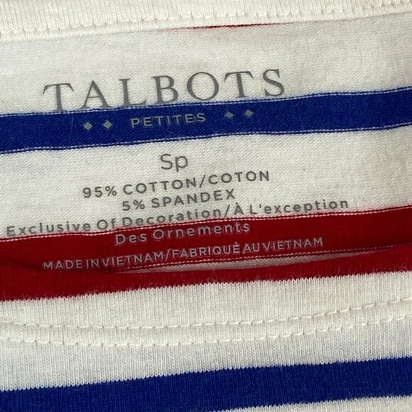 Talbots Striped 3/4 Sleeve Top with Embroidered Heart, SP - Picture 5 of 9